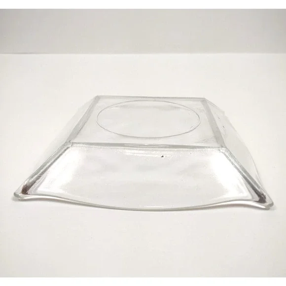 Vintage Clear Glass Pillar Candle Holder Plate Square 5.5" Beveled Edge - Picture 5 of 7